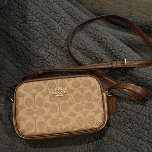 Coach Tan and Brown Signature Crossbody Bag